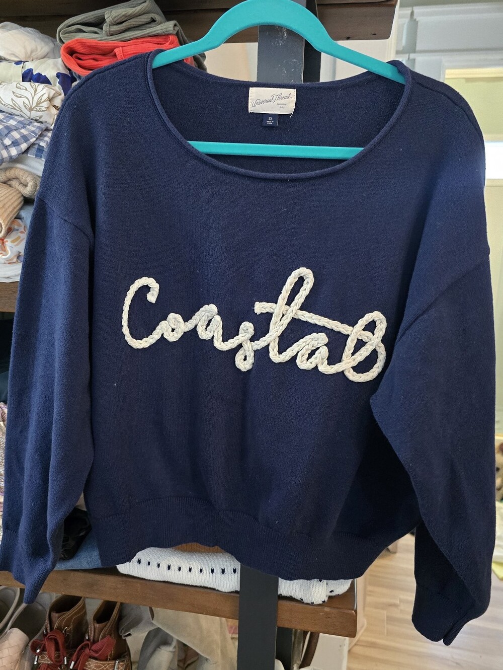 Navy 'Coastal' Rope-Text Sweater